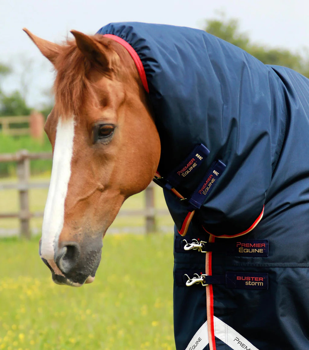 Premier Equine Buster Storm 200g Combo Turnout Rug with Snug-Fit Neck Cover - Navy