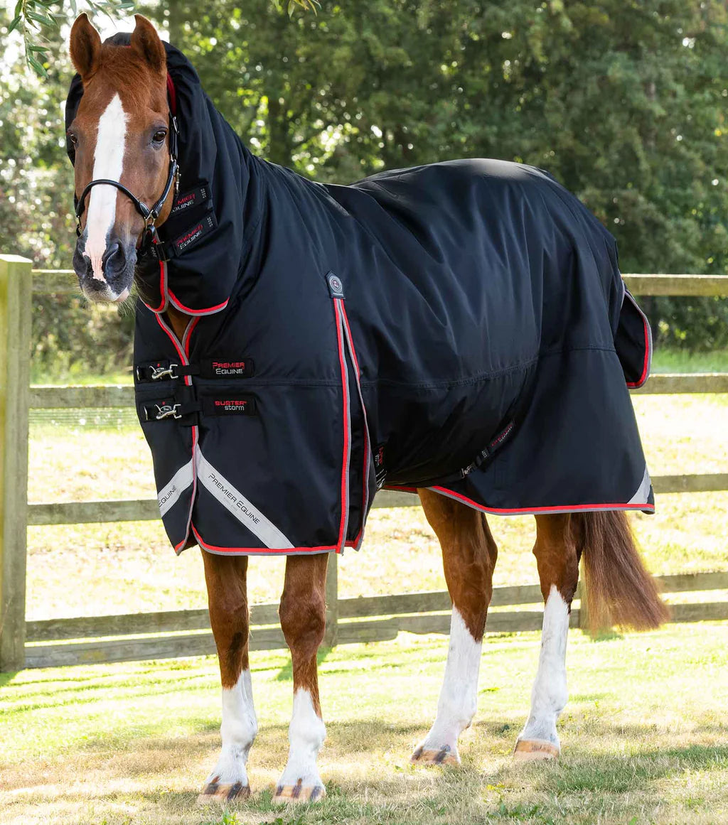 Premier Equine Buster Storm 400g Combo Turnout Rug with Snug Fit Neck - Black