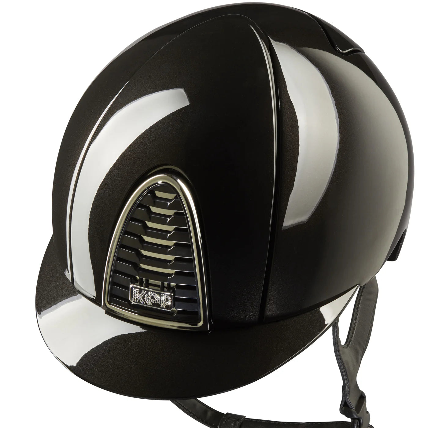 KEP Cromo 2.0 Shine Black with Silver Mirror and Crystals with Black Harness Standard Peak