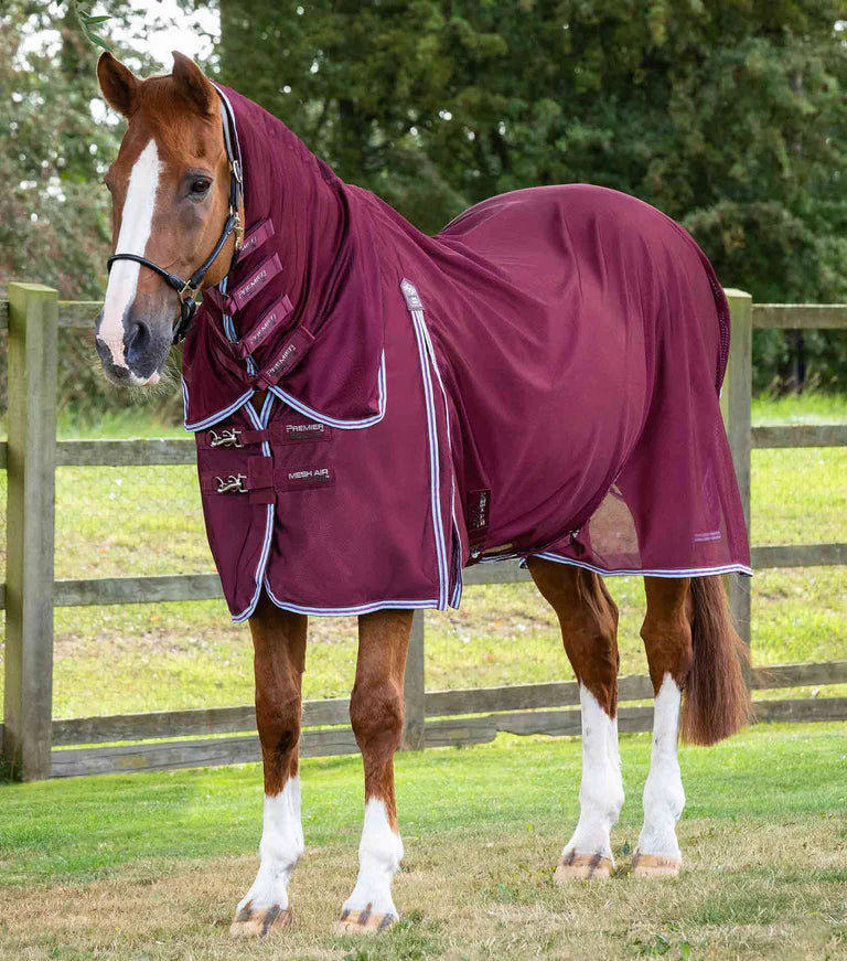 Premier Equine Combo Mesh Air Fly Rug with Surcingles -Wine