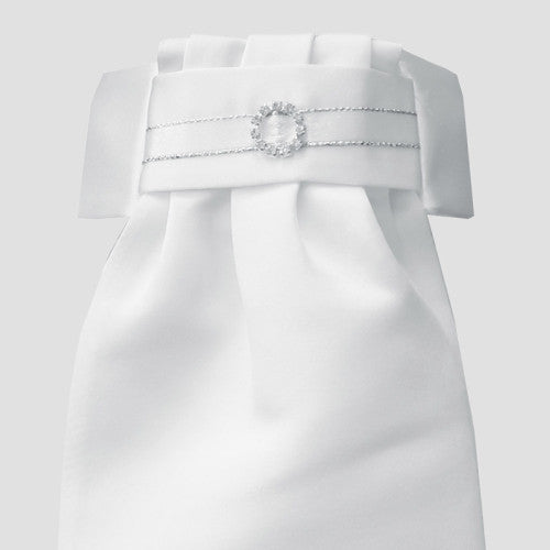 Equetech Diamante Circle Deluxe Ready-Tied Stock. - White