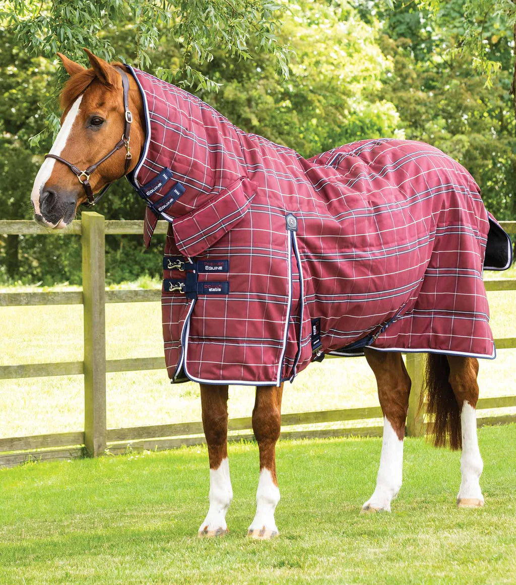 Premier Equine Domus 200g Combo Stable Rug - Burgundy Check