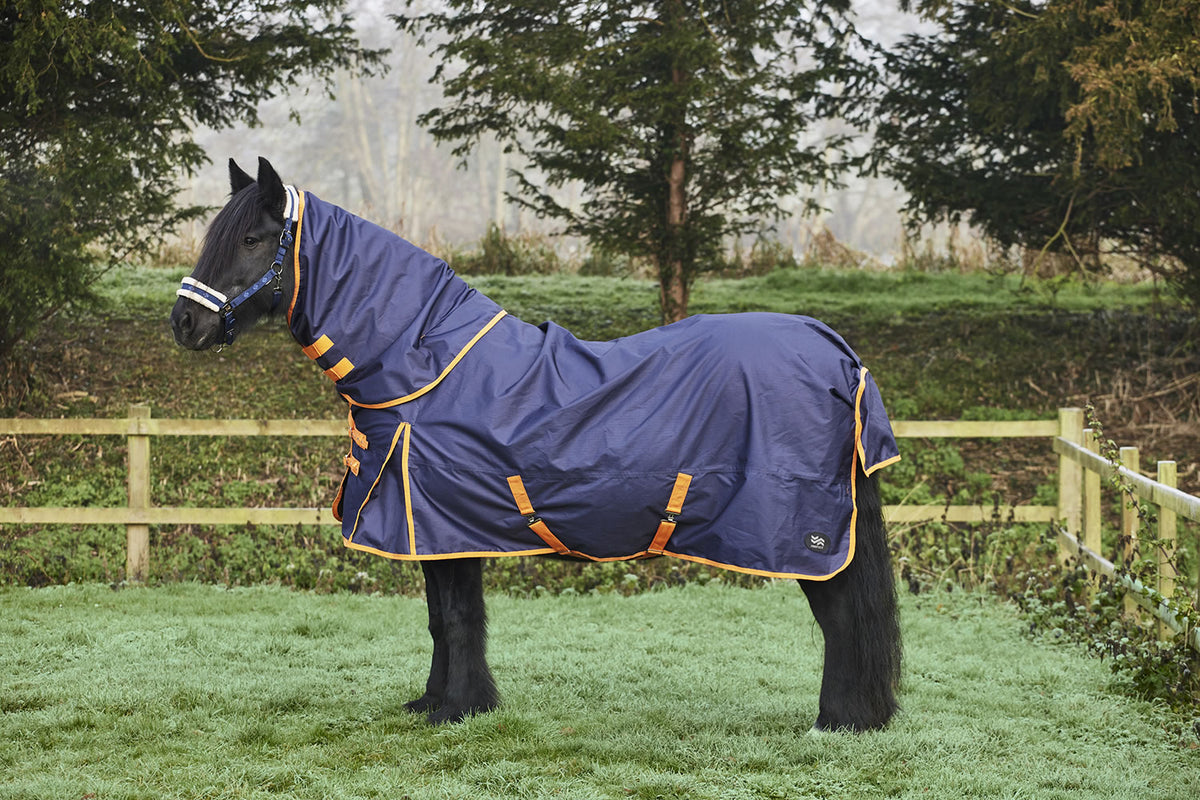 Firefoot Turnout Rug ZERO Fill Detachable Neck - Navy/Orange