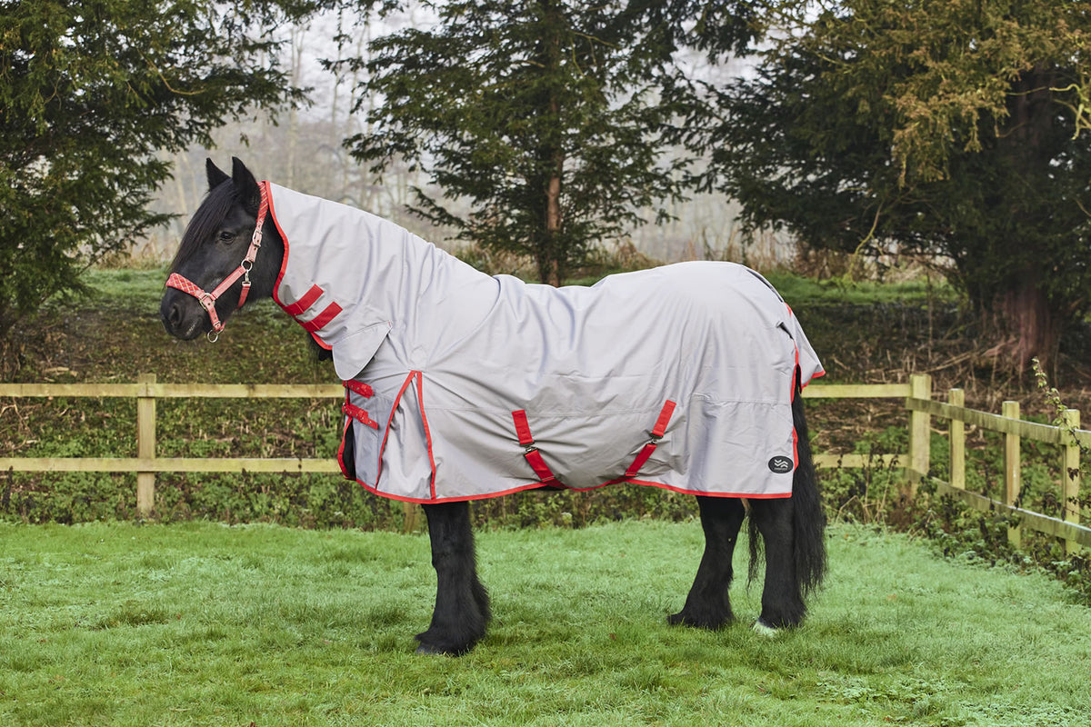 Firefoot Turnout Rug ZERO Fill Fixed Neck - Grey/Red