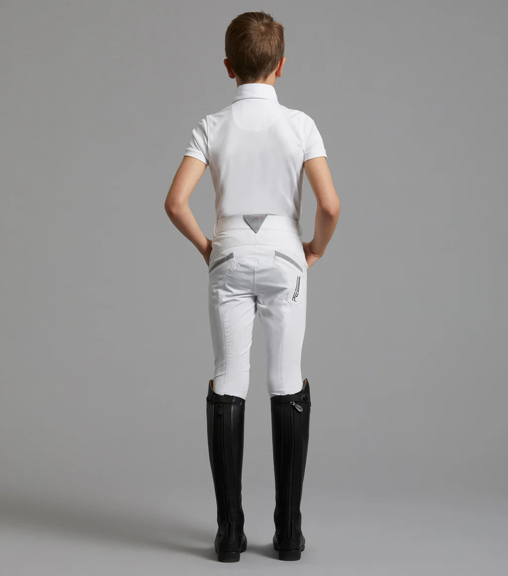 Premier Equine Gando Boys Gel Knee Competition Riding Breeches - White