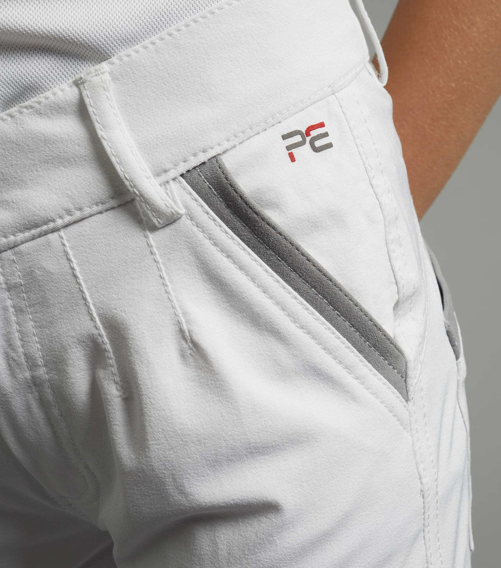 Premier Equine Gando Boys Gel Knee Competition Riding Breeches - White
