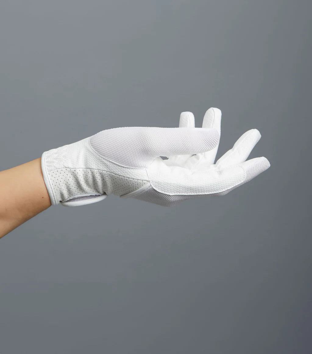 Premier Equine Presa Junior Mesh Competition Riding Gloves - White