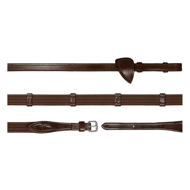 New English 5/8″ Web Reins With 9 Leather Loops