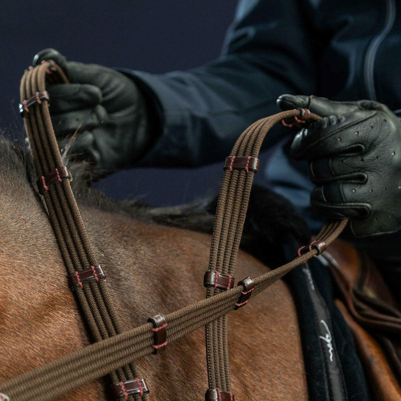 New English 5/8″ Web Reins With 9 Leather Loops