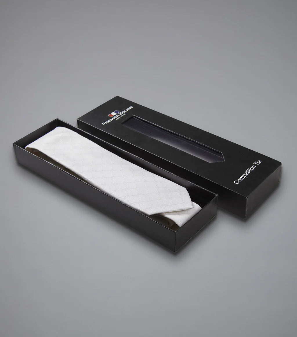 Premier Equine Men's 100% Silk Hand Made Tie - White