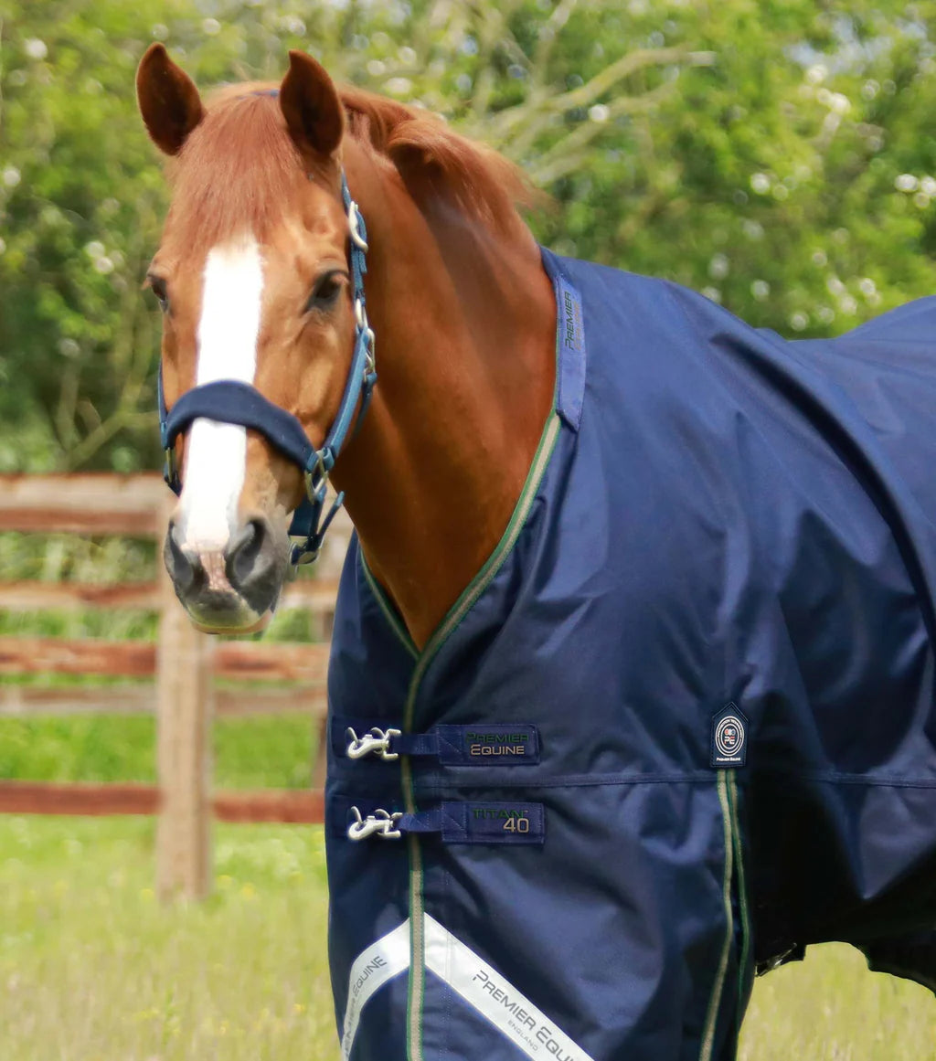 Premier Equine Titan 40g Turnout Rug with Snug-Fit Neck Cover - Navy