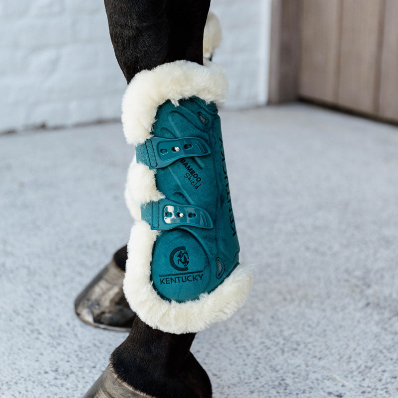 Kentucky Vegan Sheepskin Tendon Boots Bamboo Elastic Velvet  Emerald