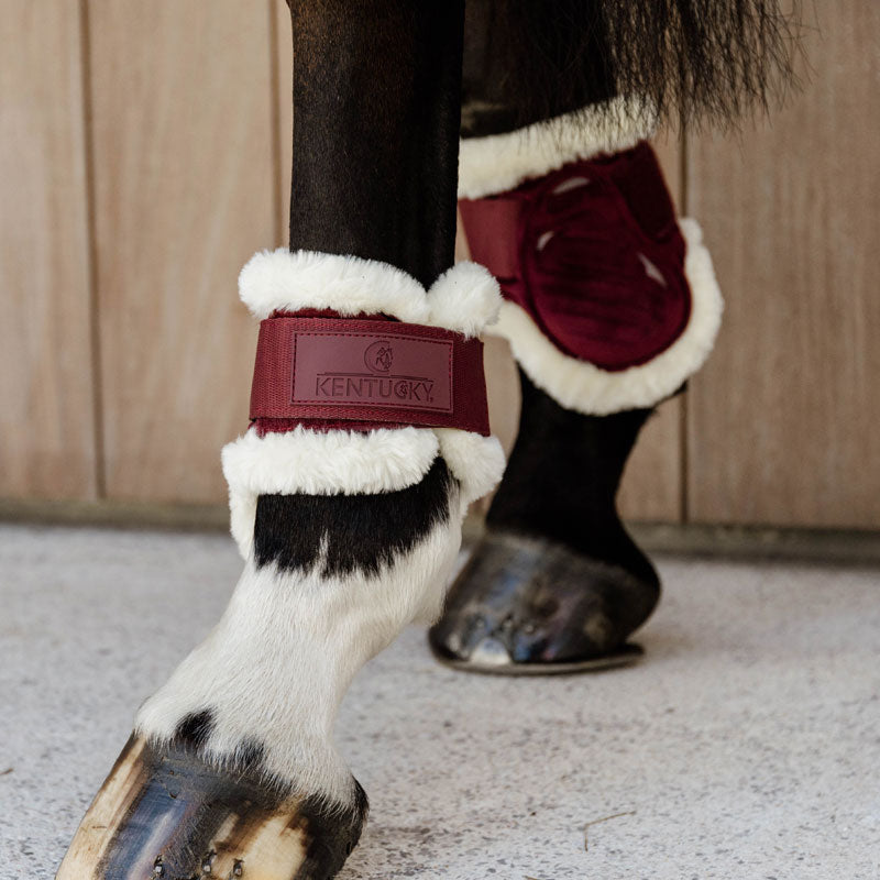 Kentucky Vegan Sheepskin Young Horse Fetlock Boots Velvet -Bordeaux