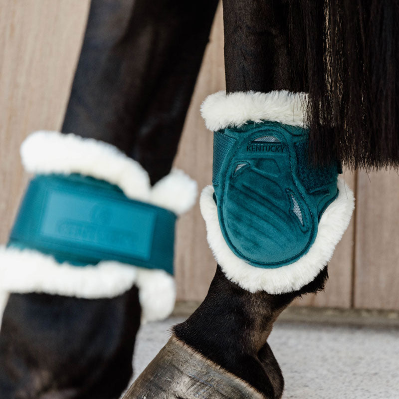 Kentucky Vegan Sheepskin Young Horse Fetlock Boots Velvet - Emerald
