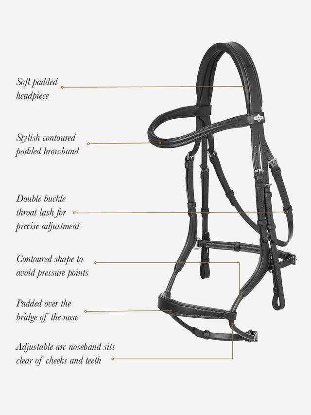 LeMieux Arika Adjustable Anatomic Noseband Bridle - Black/Silver