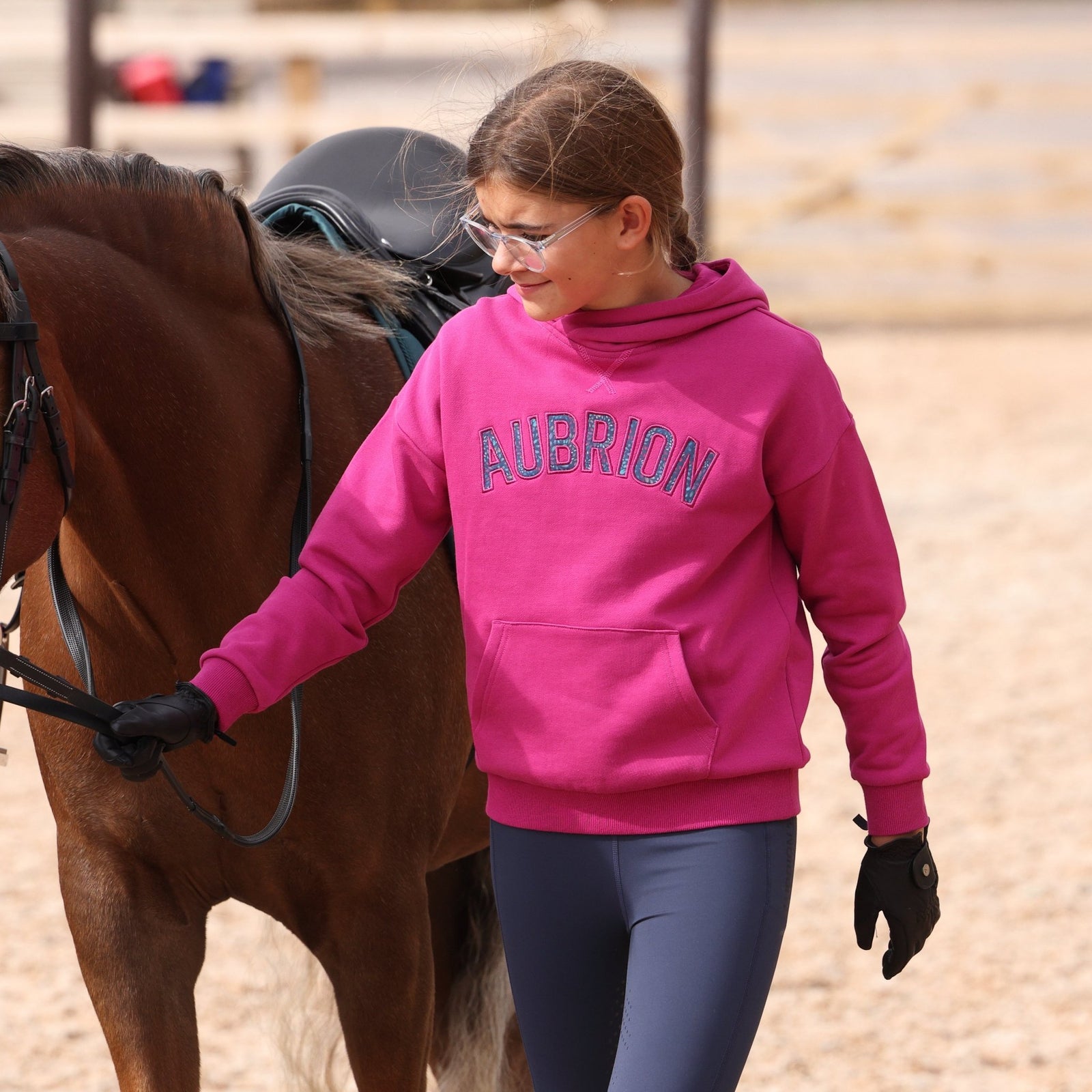 Aubrion React Hoodie - Young Rider - Fuchsia - Nags Essentials