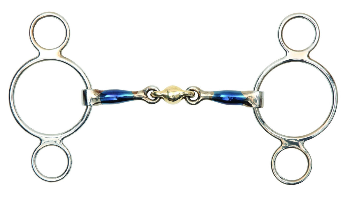 Blue Sweet Iron Two Ring Gag Bit with Lozenge - Nags Essentials