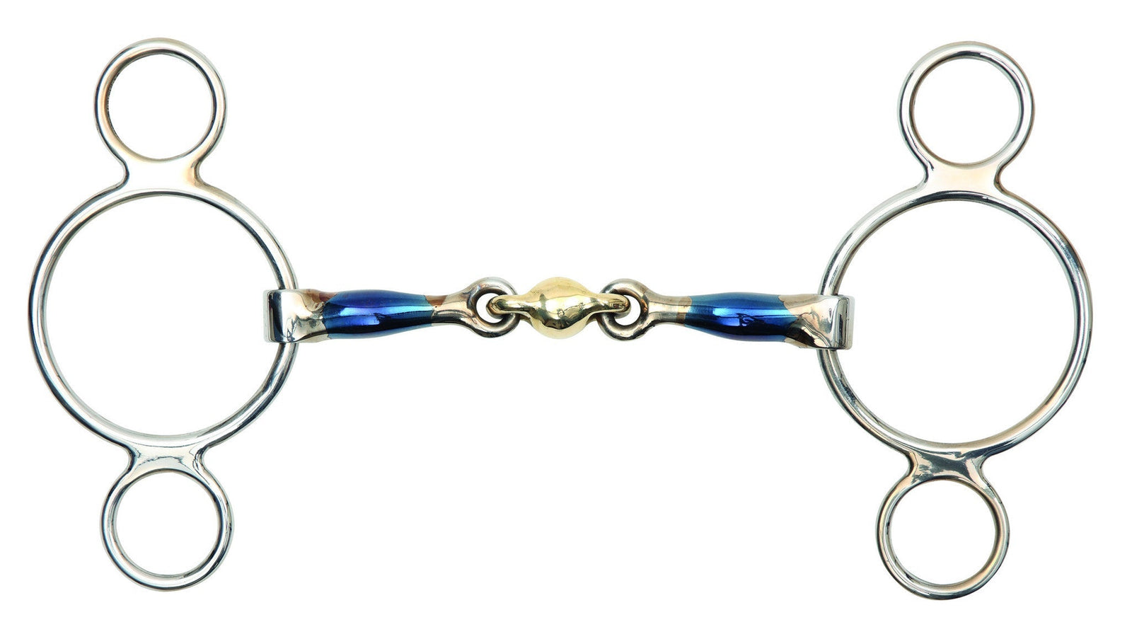 Blue Sweet Iron Two Ring Gag Bit with Lozenge - Nags Essentials
