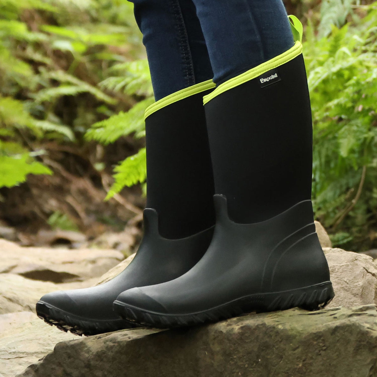 Brogini Belmont Wellies - Black/Lime - Nags Essentials