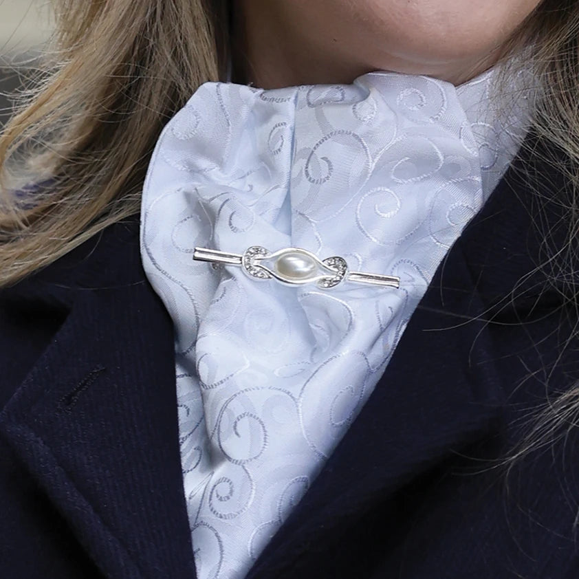 Pearl & Horseshoes Stock Pin - Silver