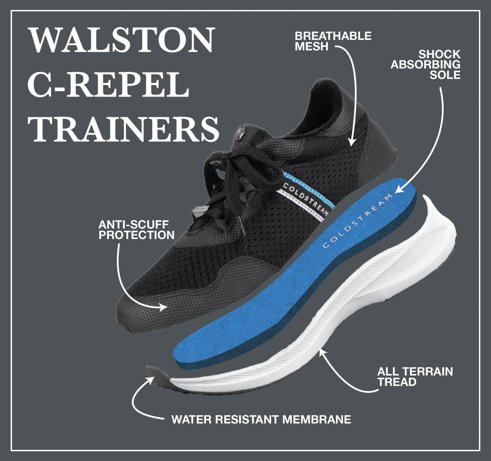 Coldstream Childs Walston C-Repel Waterproof Trainers Black - Nags Essentials