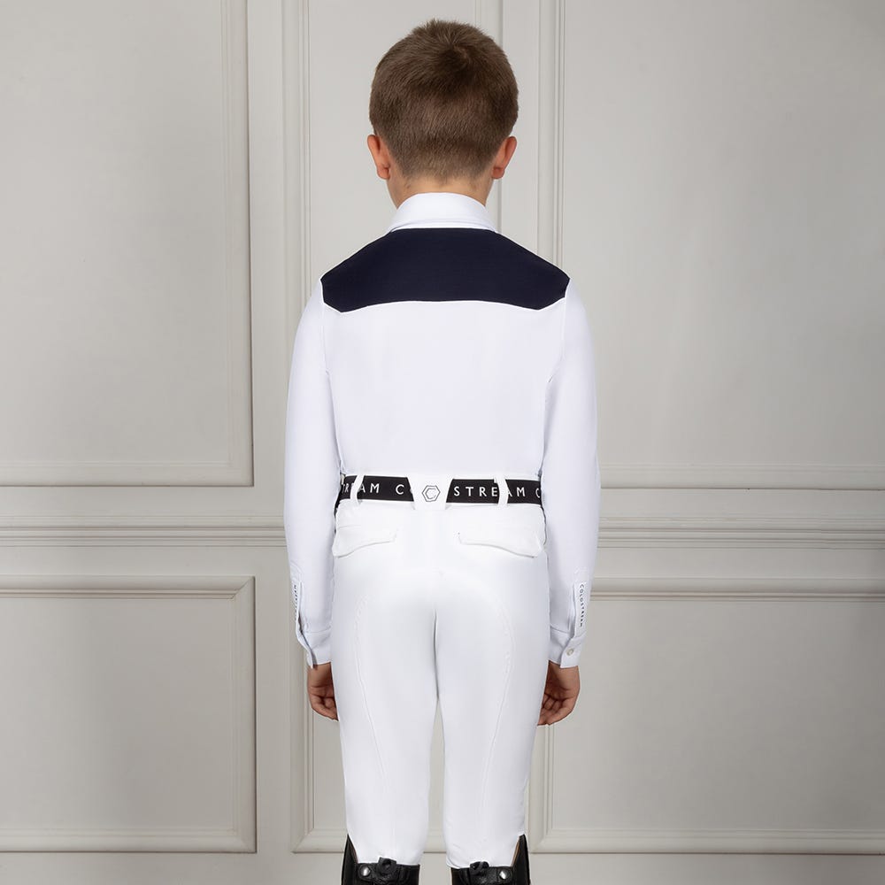 Coldstream Penston Boys Long Sleeve Show Shirt White - Navy - Nags Essentials