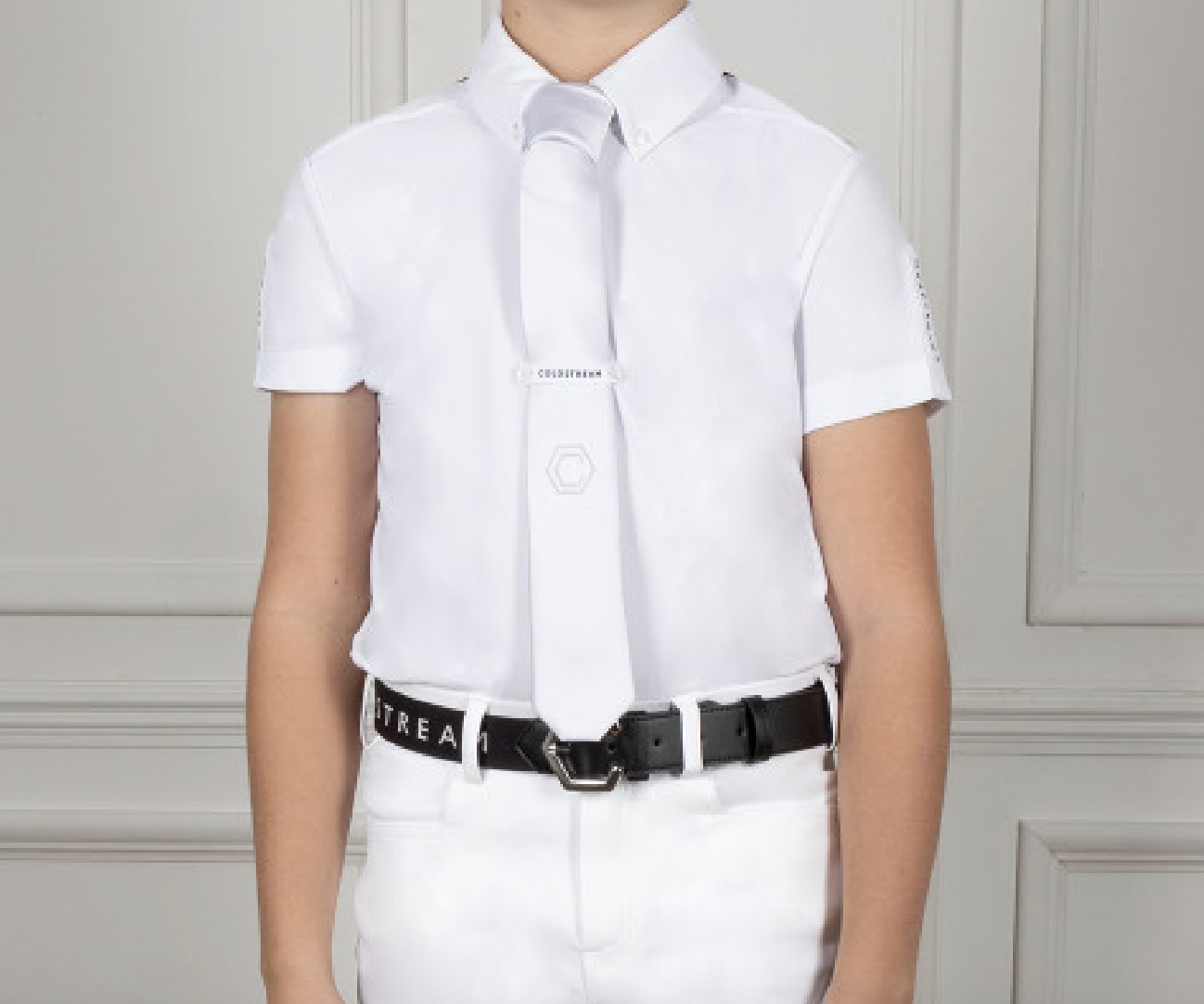 Coldstream Penston Boys Show Shirt White - Navy - Nags Essentials