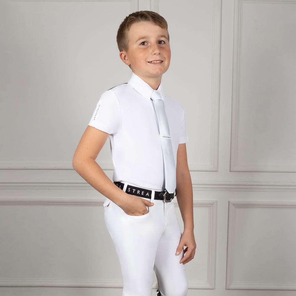 Coldstream Penston Boys Show Shirt White - Navy - Nags Essentials