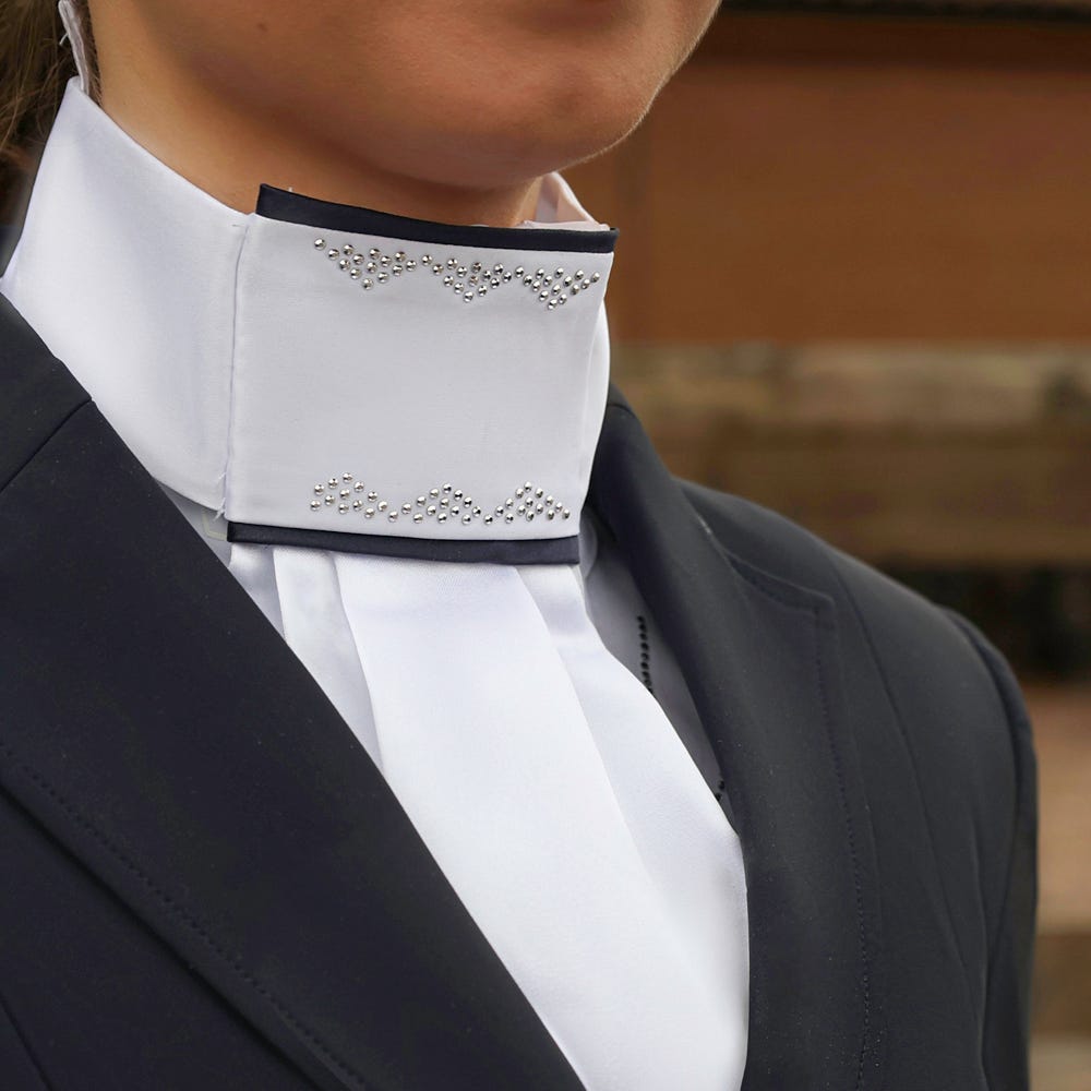 Coldstream Sunwick Ready Tied Stock - White/Navy - Nags Essentials