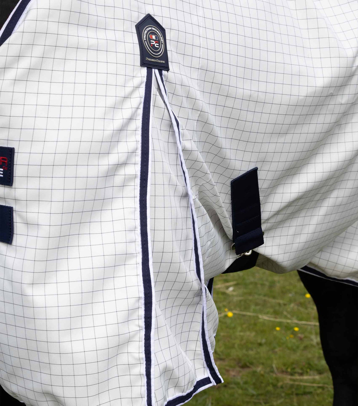 Premier Equine Cotone Original Stable Sheet - White-Navy Check