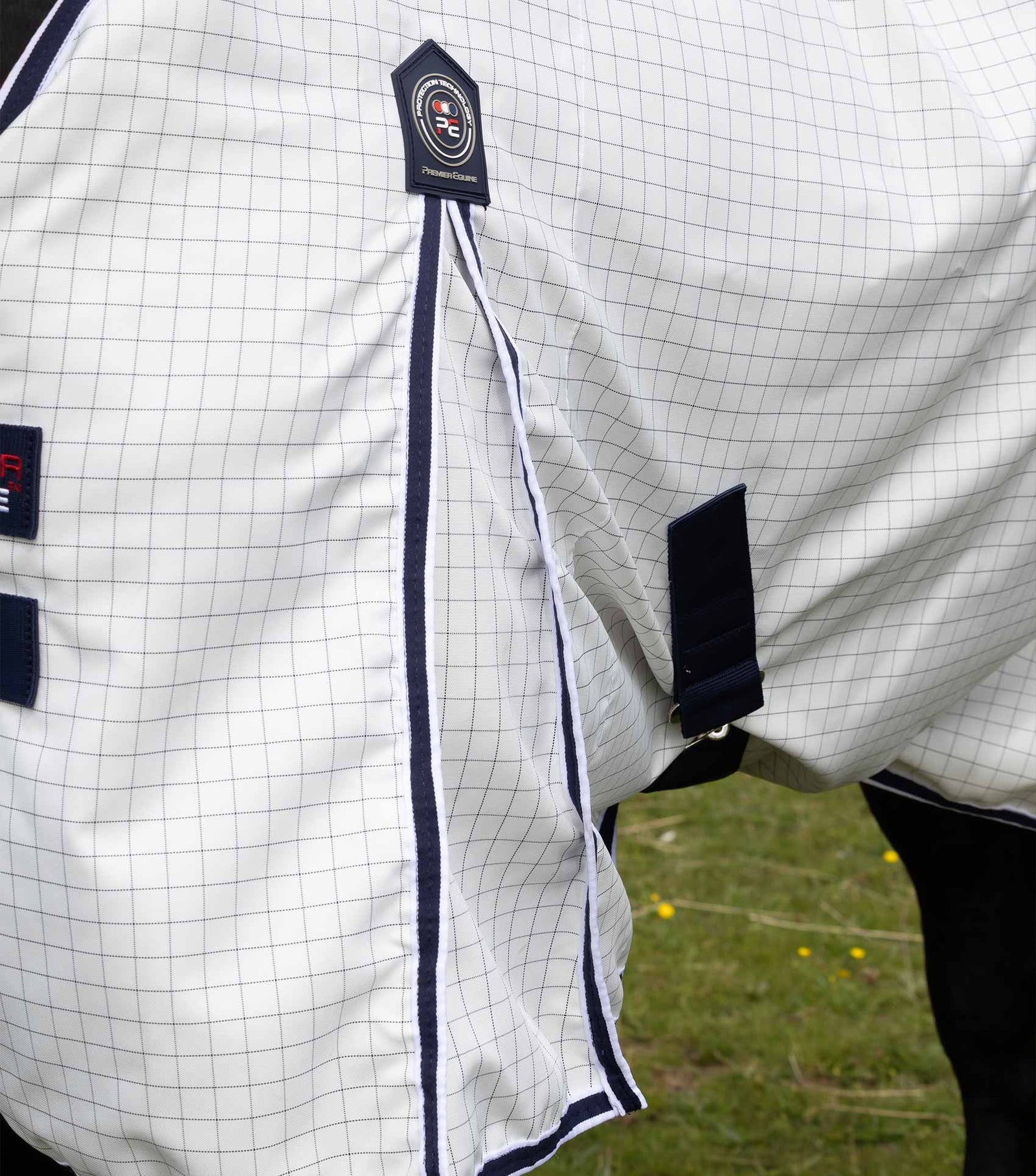 Premier Equine Cotone Original Stable Sheet - White-Navy Check