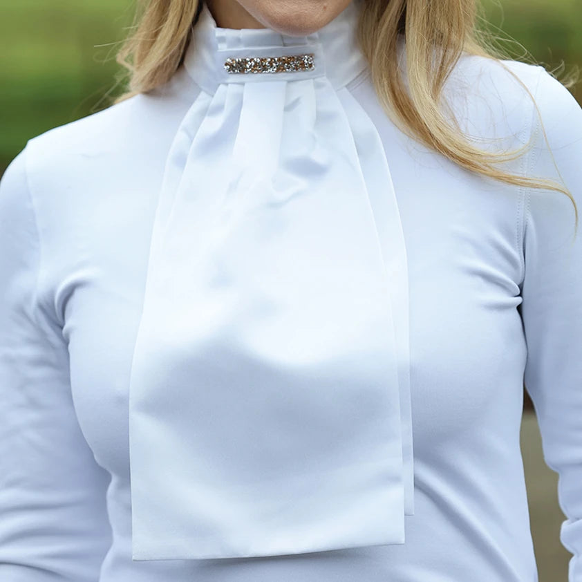 Rose Gold Crystal Deluxe Ready-Tied Stock - White