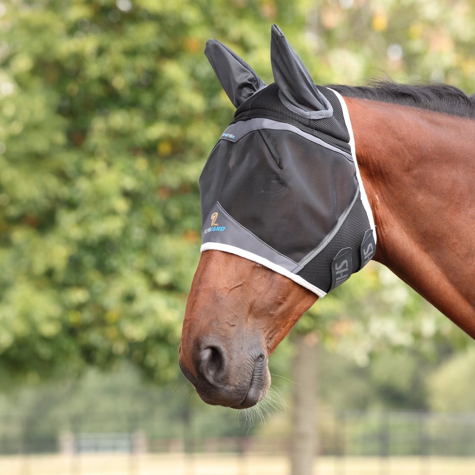 FlyGuard Pro Air Motion Fly Mask with Ears - Dark Grey - Nags Essentials