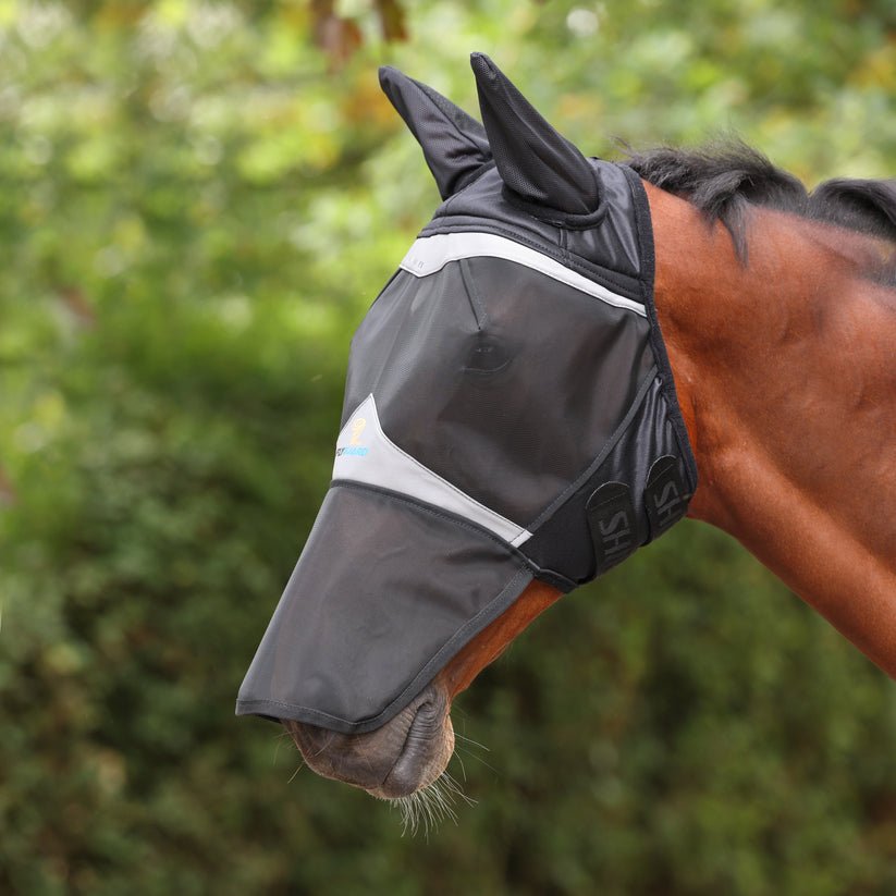 FlyGuard Pro Fine Mesh Fly Mask with Ears & Square Nose - Nags Essentials