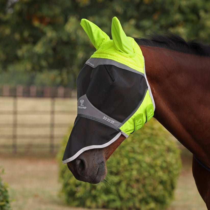 FlyGuard Pro Hi-Viz Fine Mesh Fly Mask with Ears & Nose - Nags Essentials