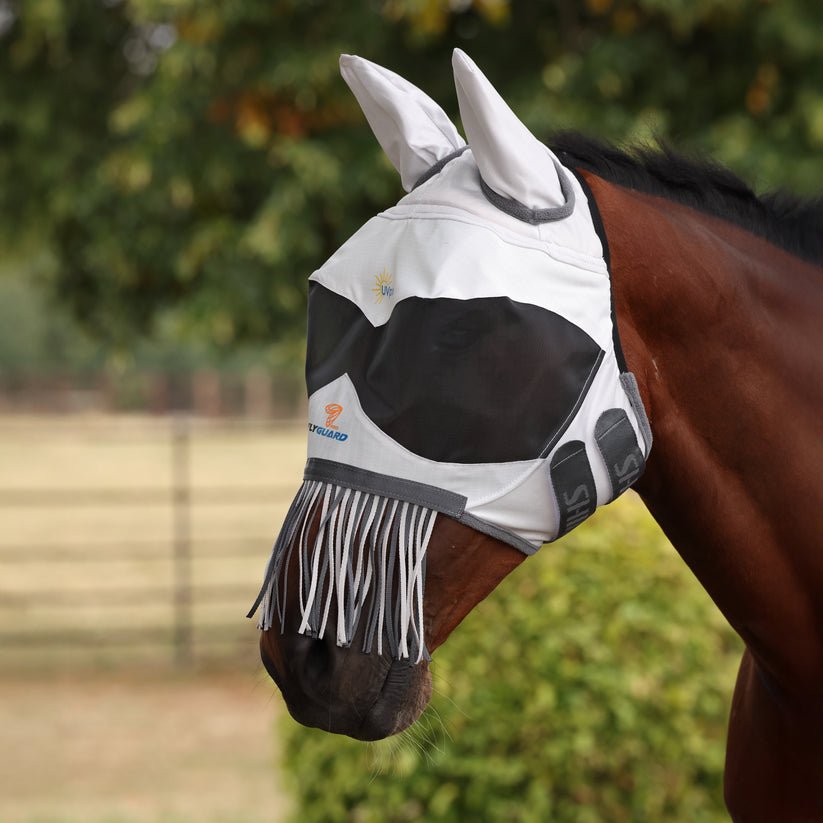 FlyGuard Pro Sun Shade Fly Mask with Ears & Nose Fringe - Nags Essentials