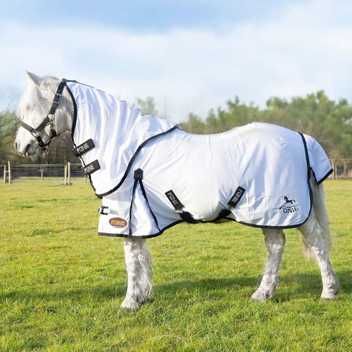 Gallop Ponie Dual 5 - Point Fly Rug &amp; Neck Set - White - Nags Essentials