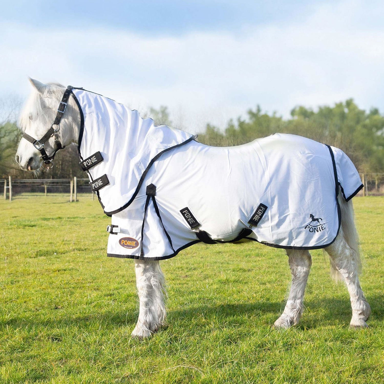Gallop Ponie Dual 5 - Point Fly Rug & Neck Set - White - Nags Essentials