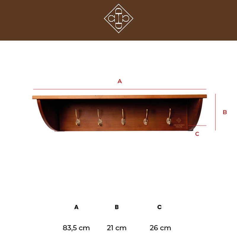 Helmet Shelf with Rack and 5 Hooks - Nags Essentials