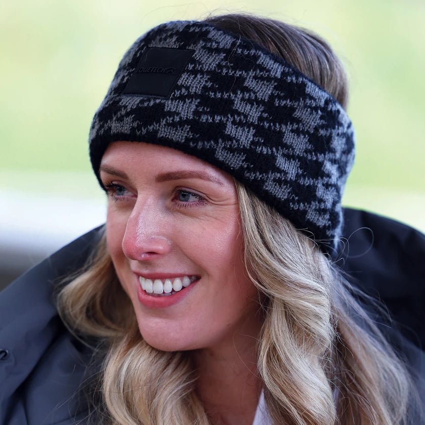 Houndstooth Knit Headband - Black/Grey - Nags Essentials