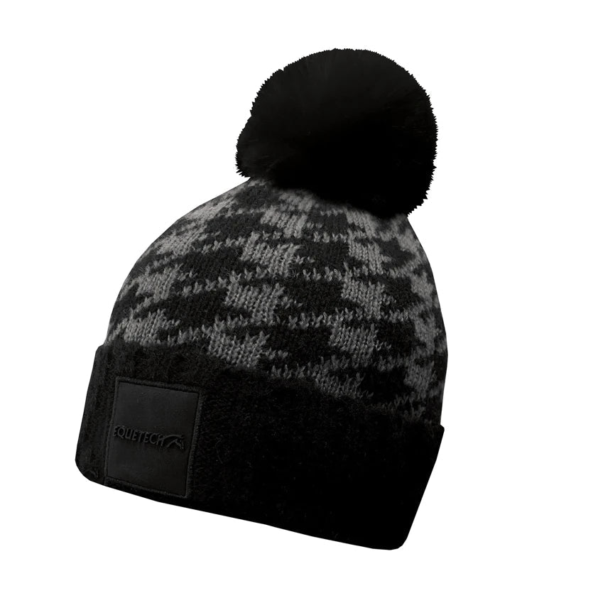 Houndstooth Waterproof Knit Hat - Black/Grey - Nags Essentials