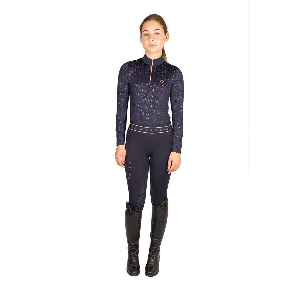 Hy Equestrian Elevate Allure Mizs Riding Tights - Navy/Rose Gold - Nags Essentials