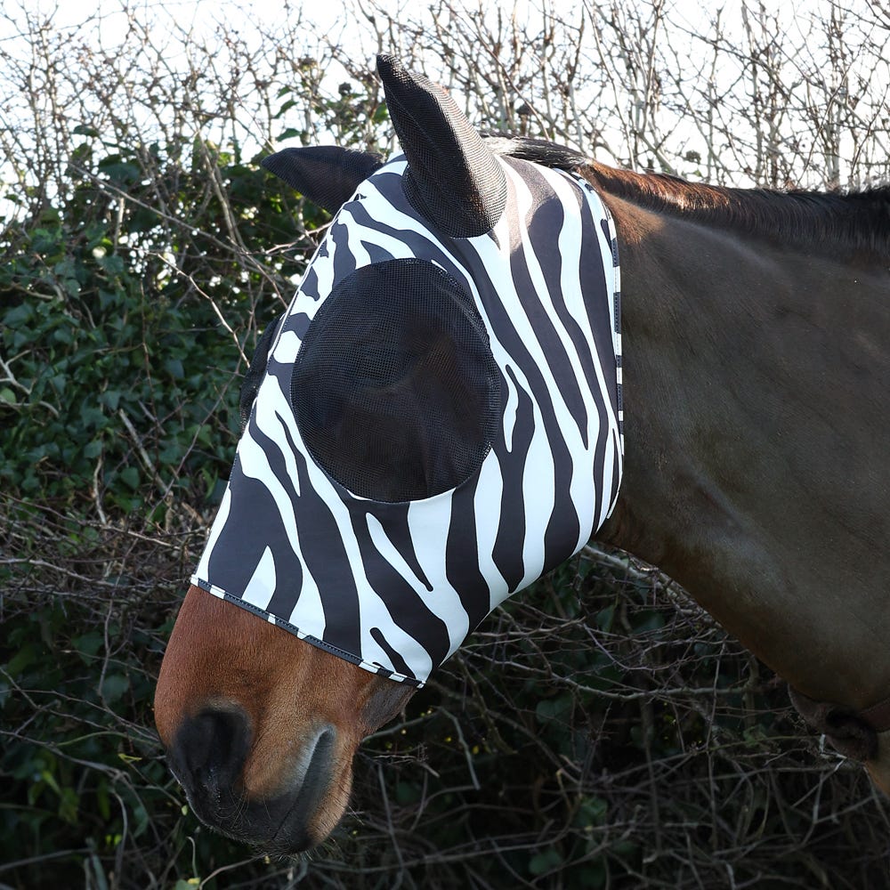 Hy Equestrian Lycra Zebra Print Fly Mask - Nags Essentials