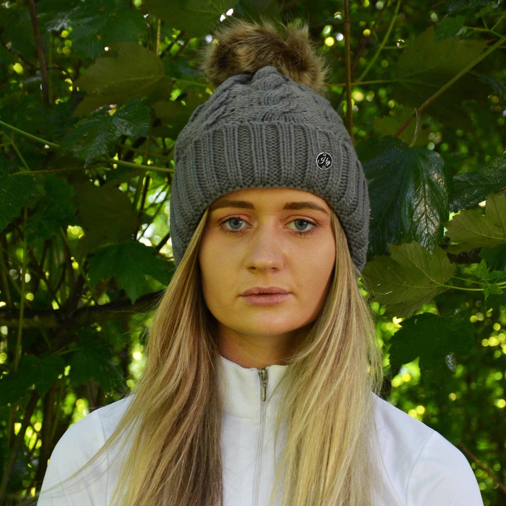 Hy Equestrian Melrose Cable Knit Bobble Hat - Nags Essentials