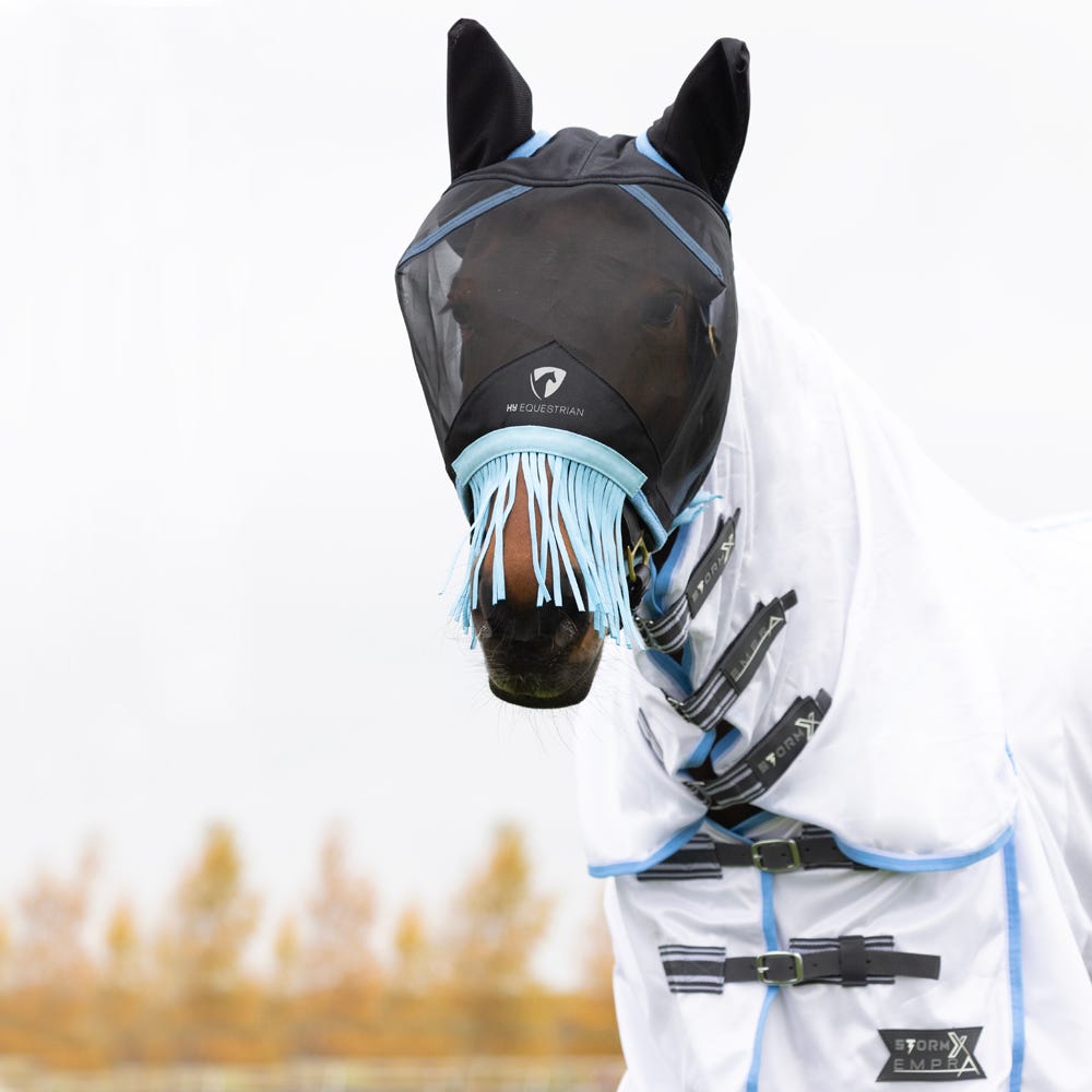 Hy Equestrian Mesh Half Mask With Ears and Fringe - Nags Essentials