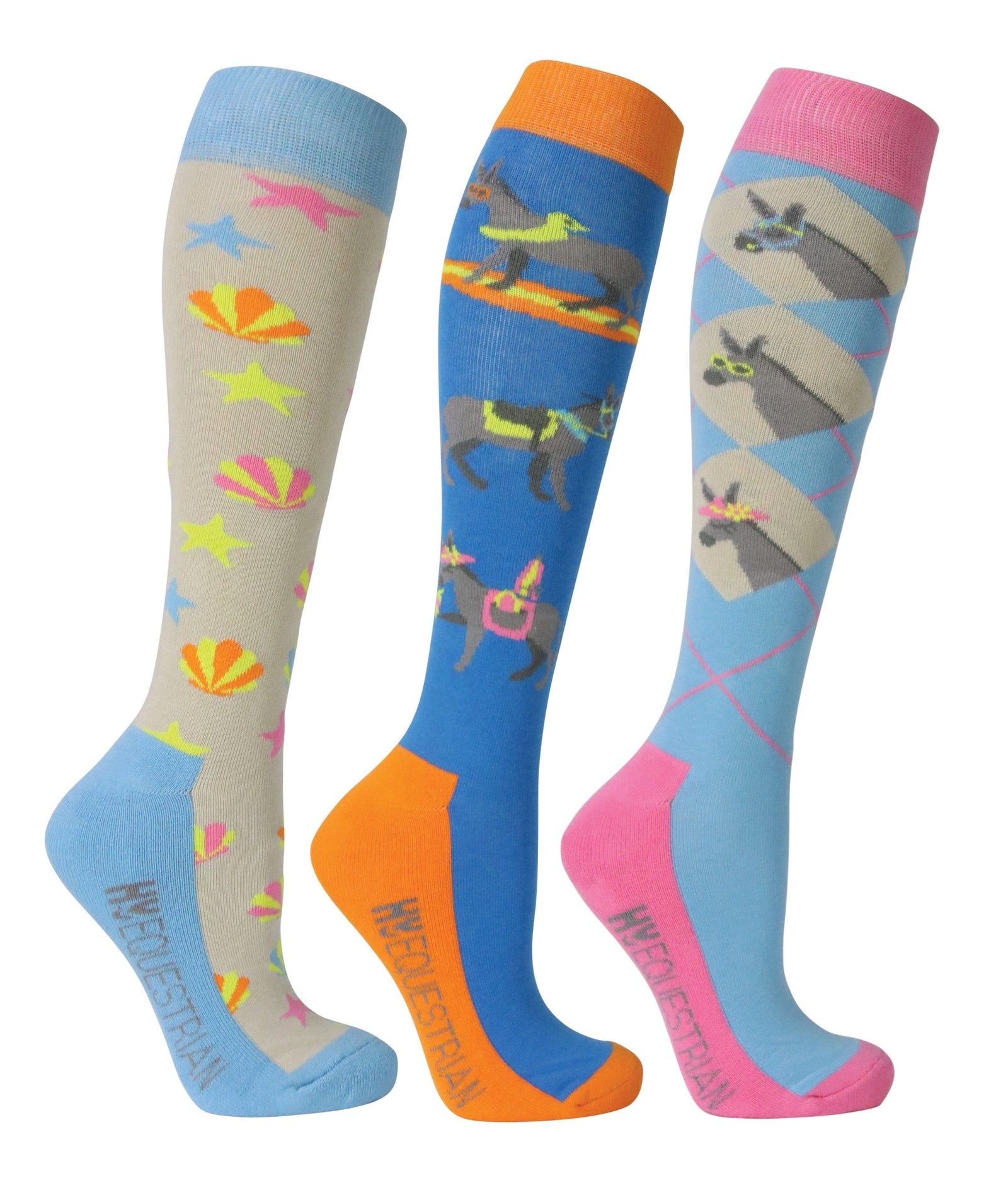 Hy Equestrian Seaside Donkey Socks (Pack of 3) - Nags Essentials