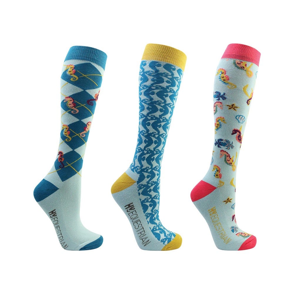 Hy Equestrian Shanti Seahorse Socks (Pack of 3) - Nags Essentials