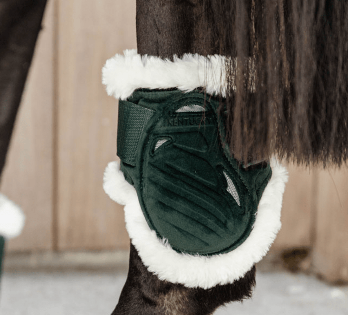 Kentucky Vegan Sheepskin Young Horse Fetlock Boots Velvet - Dark Green - Nags Essentials