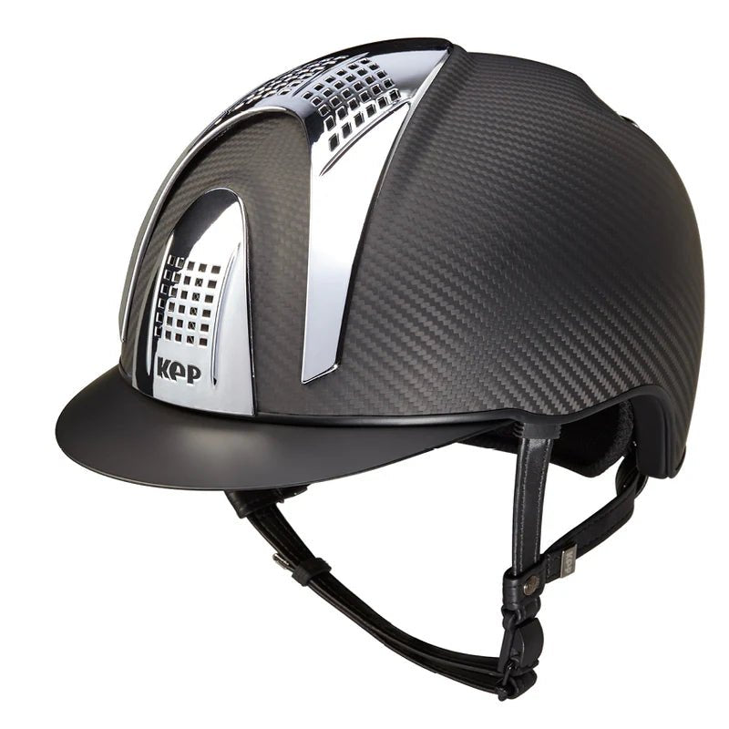 KEP Carbon E - Light Matt Black 3 Silver Metal Inserts Standard Peak - Nags Essentials