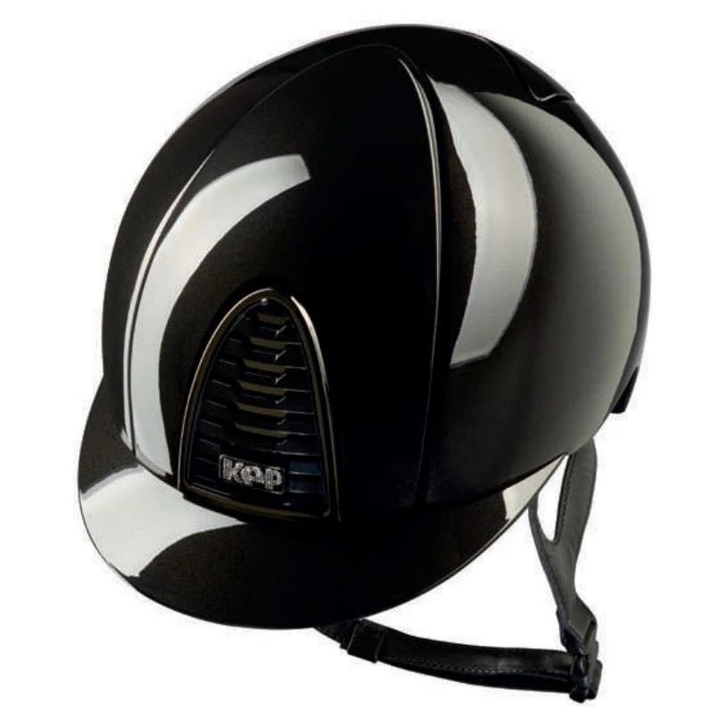 KEP Cromo 2.0 Shine Black with Chrome Mirror and Crystals with Black Harness Standard Peak - Nags Essentials
